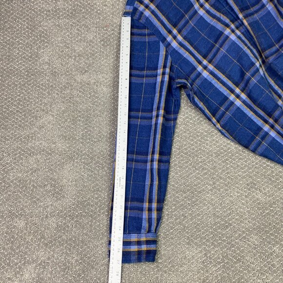 Fat Face Flannel Shirt Mens XXL Blue Indigo Plaid Cotton Long Sleeve Button Down - Picture 12 of 15